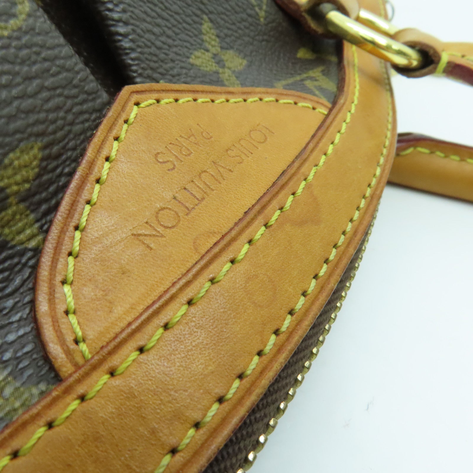 LOUIS VUITTON Monogram Tivoli PM Handle Bag Gold Buckle Brown