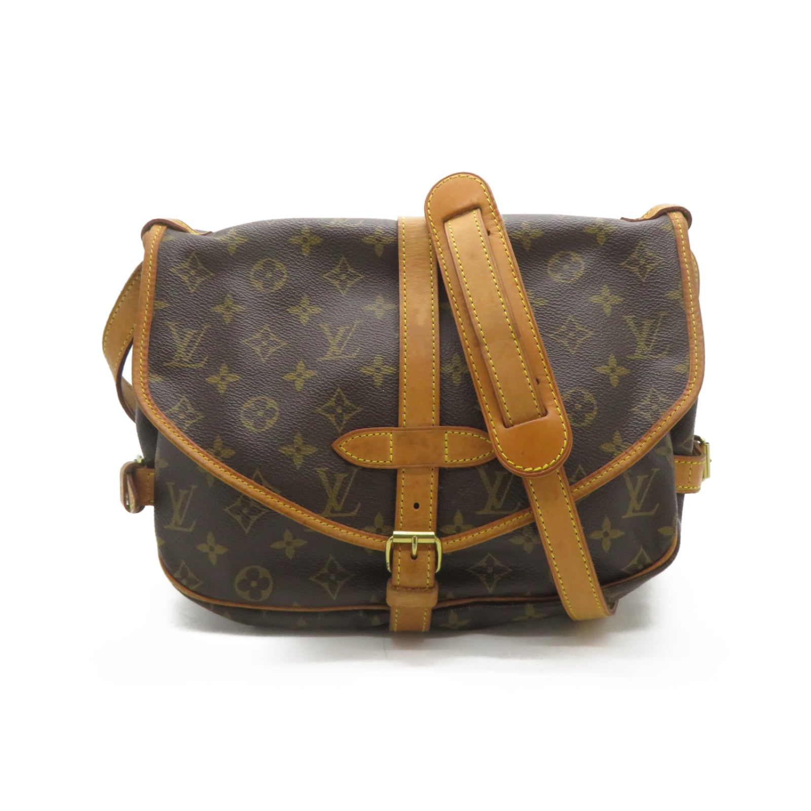 LOUIS VUITTON Monogram Saumur 30金扣肩背袋啡色