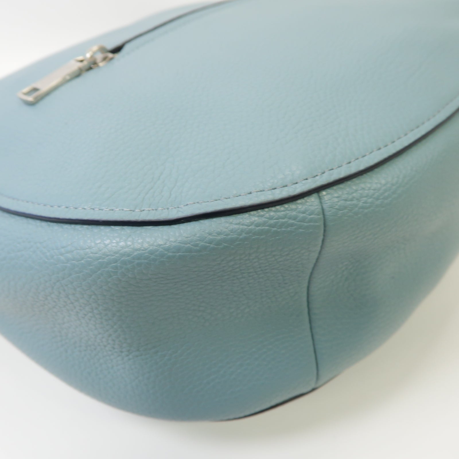 COACH 牛皮皮革2way Shoulder Bag銀扣手挽肩背兩用袋淺藍色