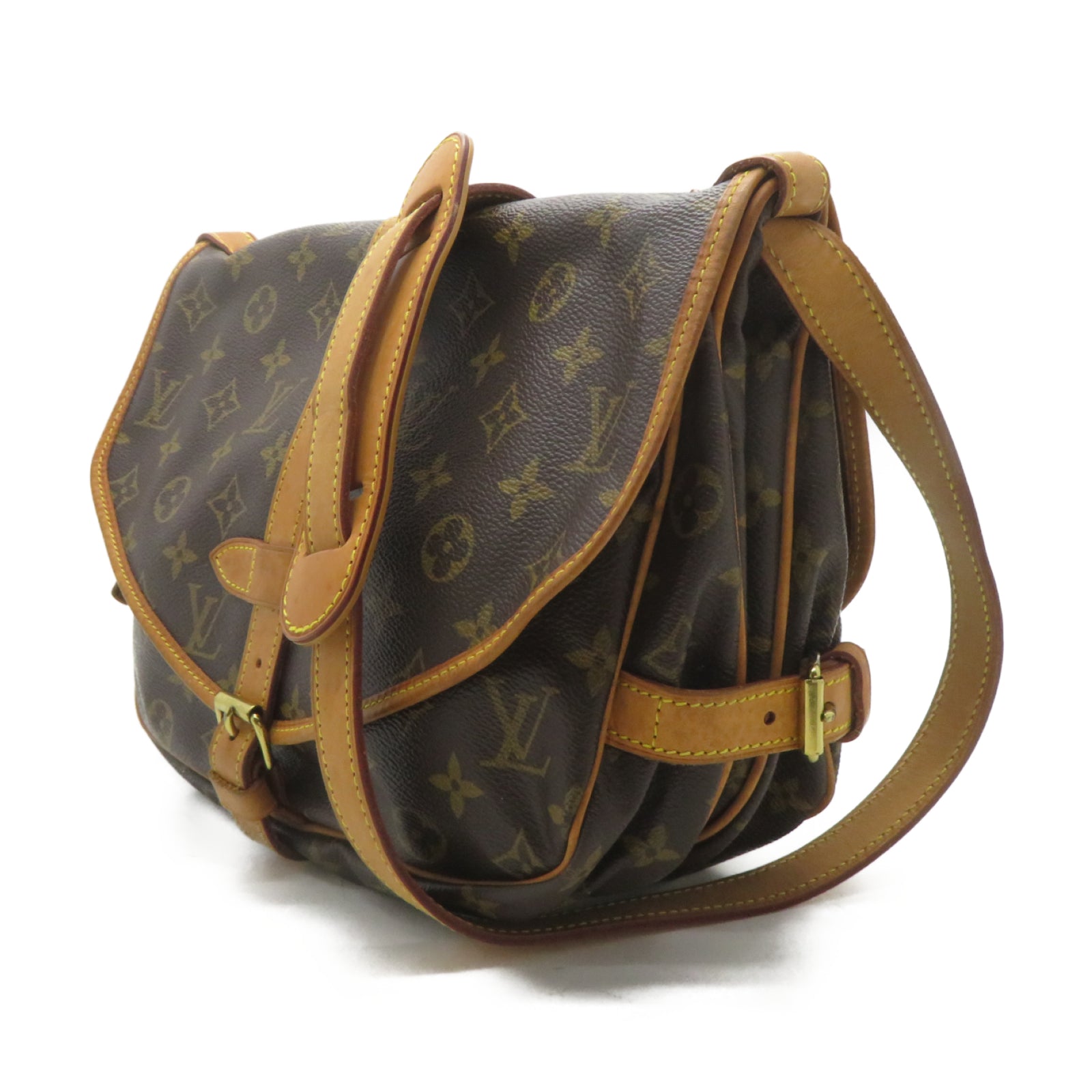 LOUIS VUITTON Monogram Saumur 30金扣肩背袋啡色