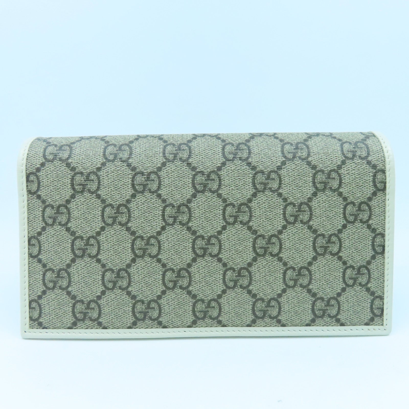 GUCCI 涂层皮革Horsebit 1955 GG Wallet On Chain金扣链带肩背袋白色