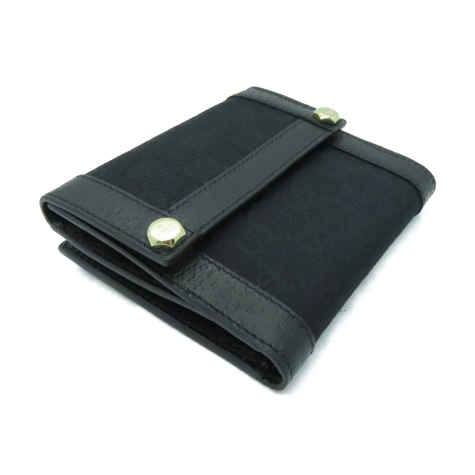 GUCCI 帆布Wallet金扣錢包黑色