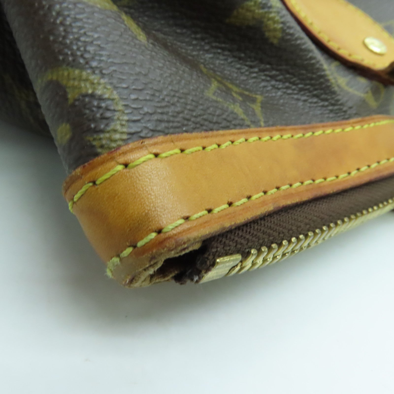 LOUIS VUITTON Monogram Tivoli PM Handle Bag Gold Buckle Brown