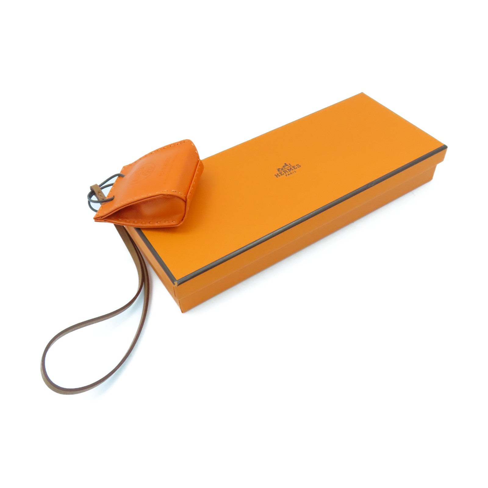 HERMES Swift皮革Shopping Bag Charm挂饰Orange/橙色