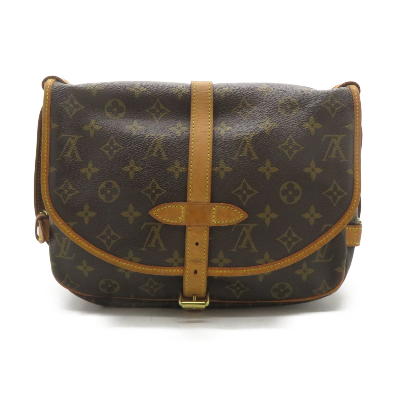 LOUIS VUITTON Monogram Saumur 30金扣肩背袋啡色