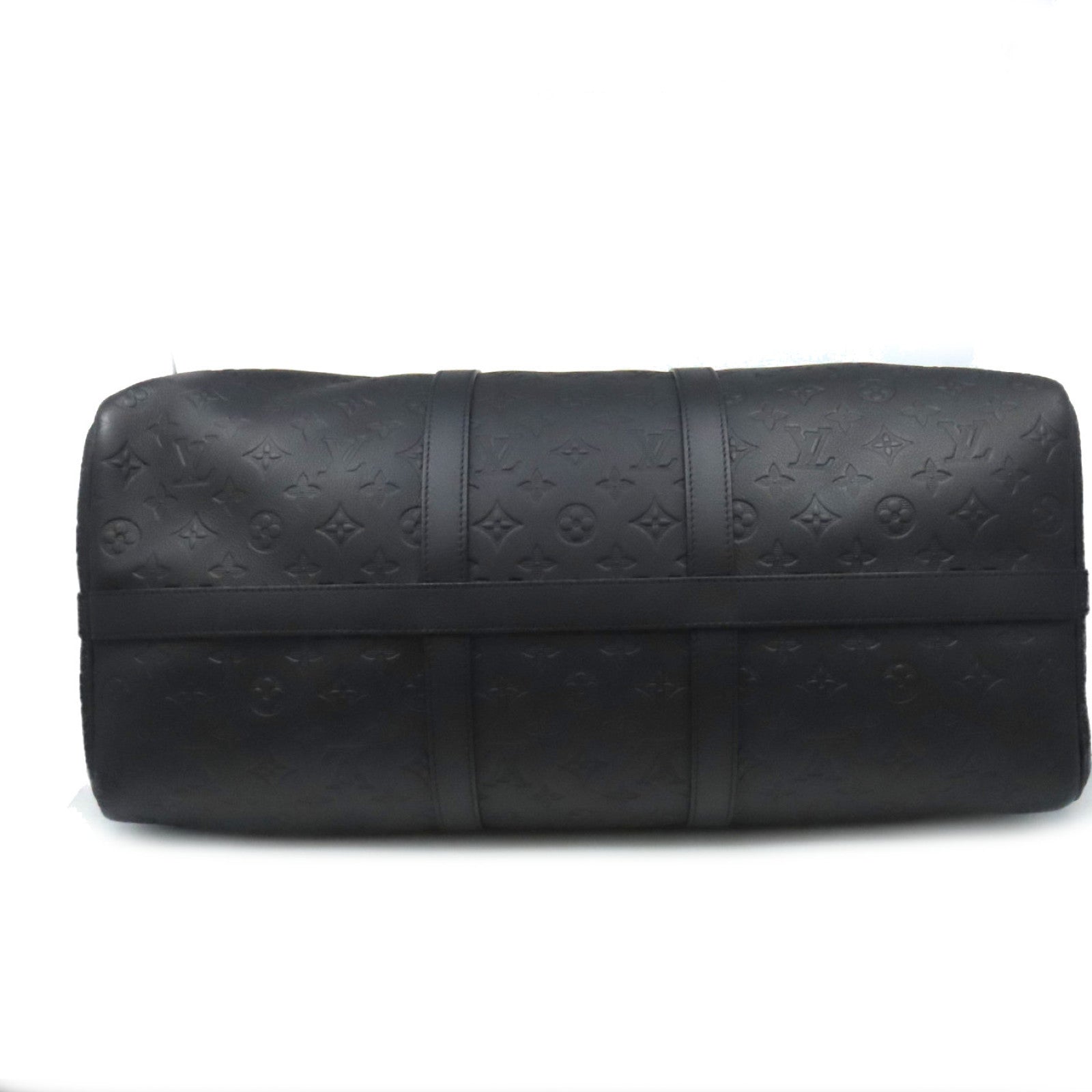 LOUIS VUITTON Monogram Shadow Keepall 50 Bandoulie Boston Bag旅行包黑色