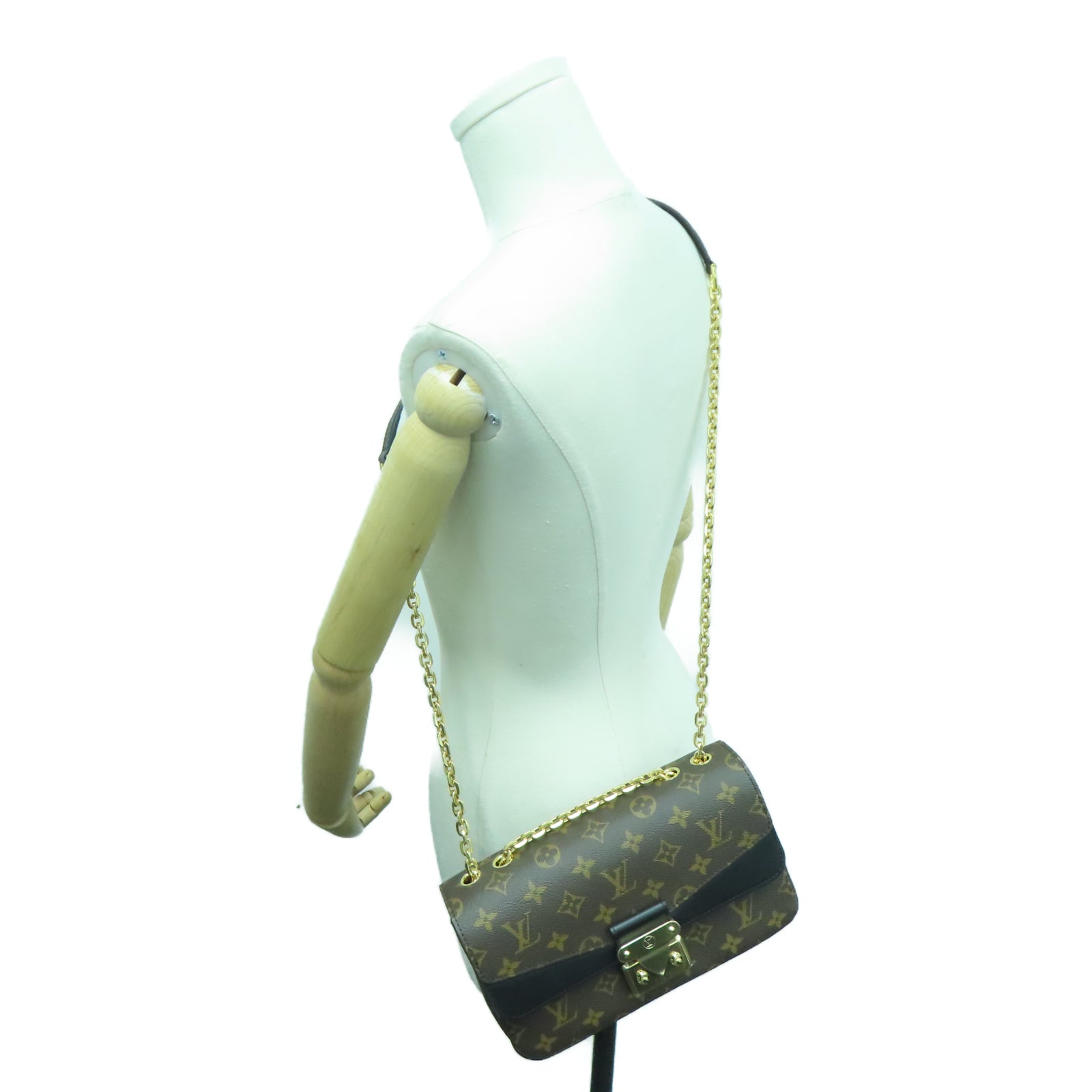 LOUIS VUITTON Monogram Marceau金扣肩背袋棕色