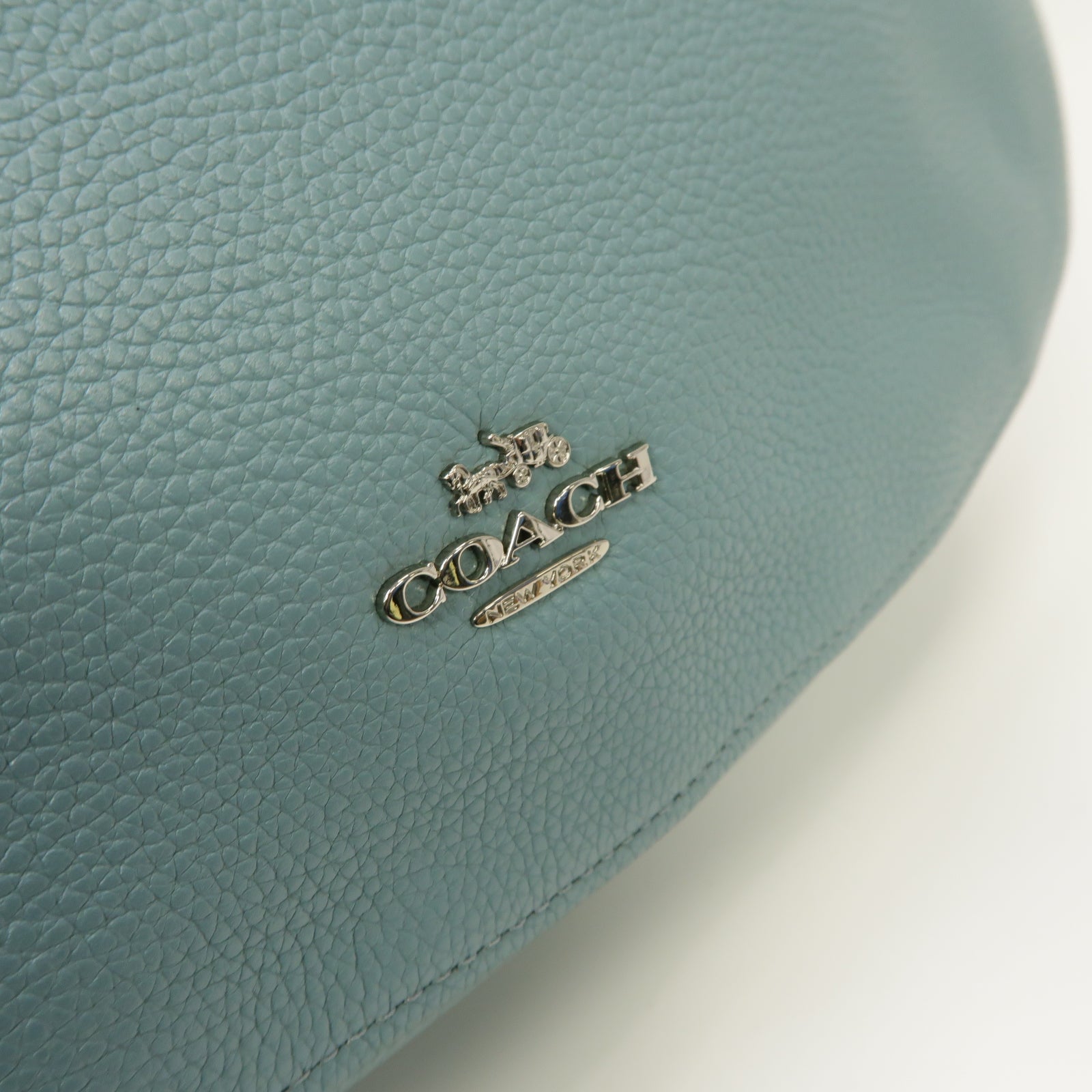 COACH 牛皮皮革2way Shoulder Bag銀扣手挽肩背兩用袋淺藍色