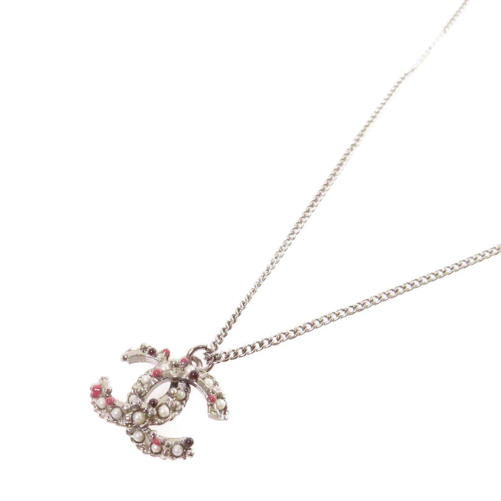 CHANEL 金屬/PVC CC Necklace項鏈銀色/彩色
