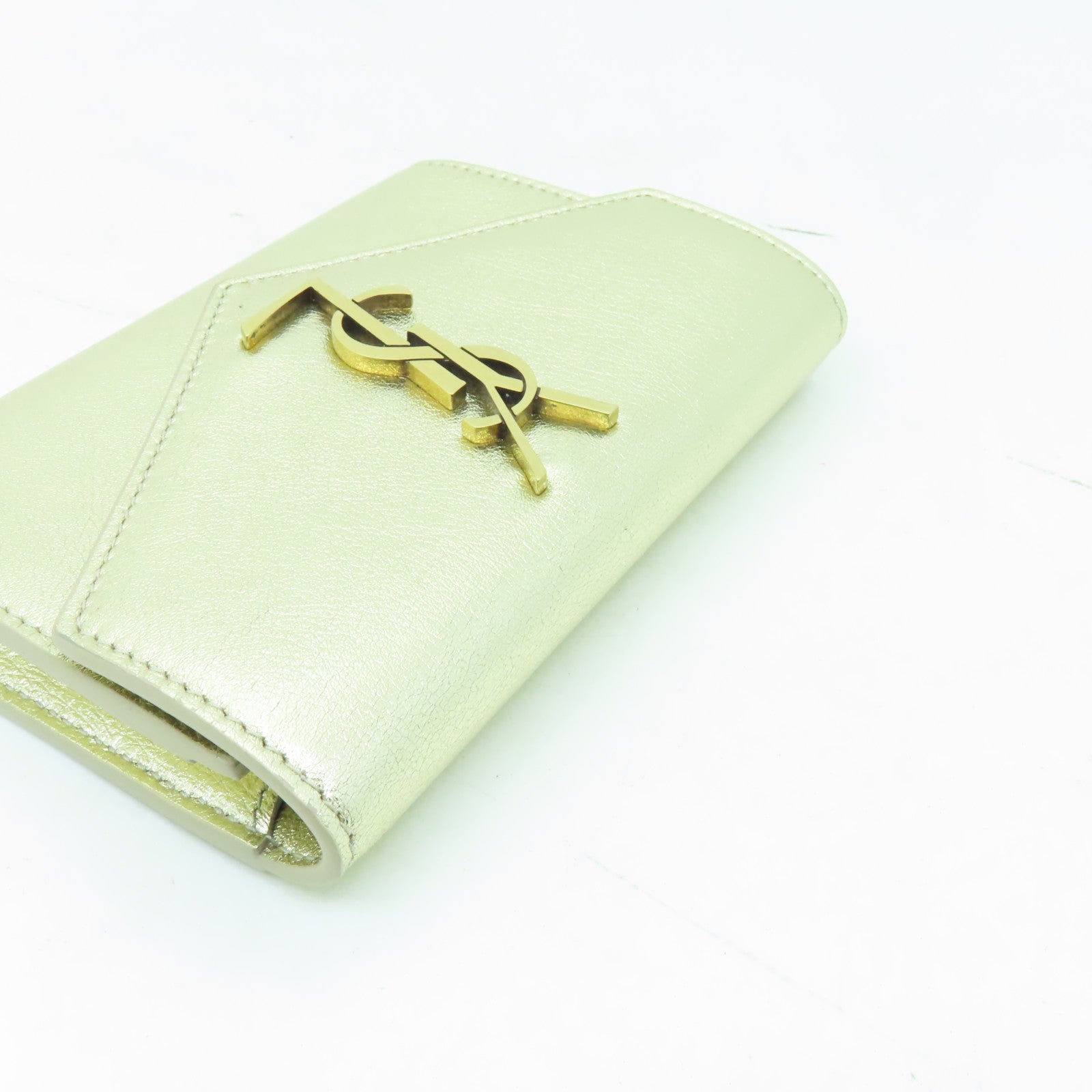 SAINT LAURENT 牛皮皮革Wallet金扣錢包金色