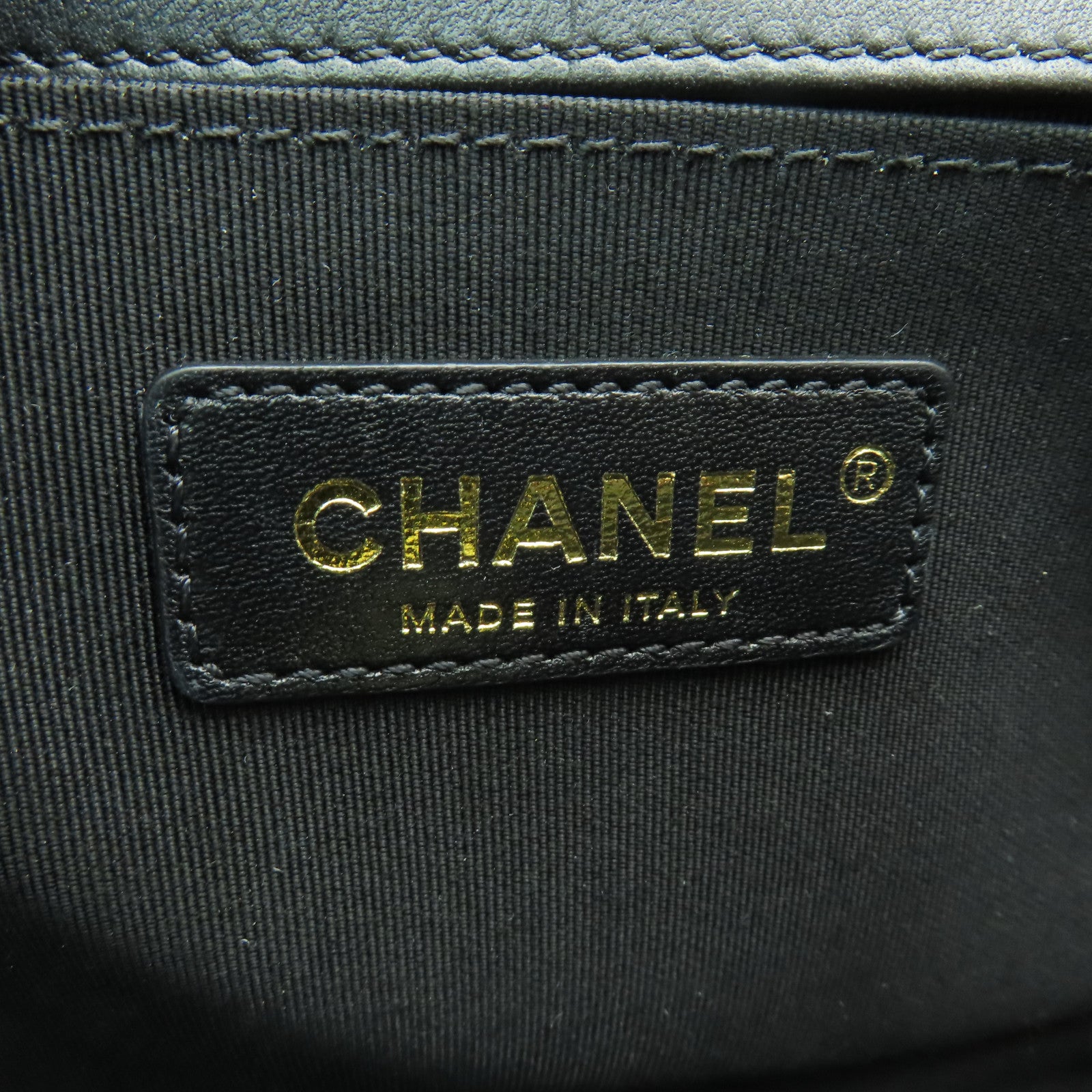 CHANEL 菱格羊皮皮革Boy 25cm金扣鏈帶肩背袋黒色