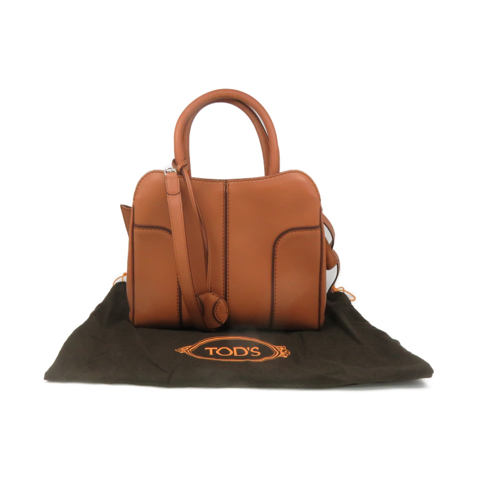 TOD’S 【激減優惠】牛皮皮革2Way Shoulder Bag手挽肩背兩用袋啡色