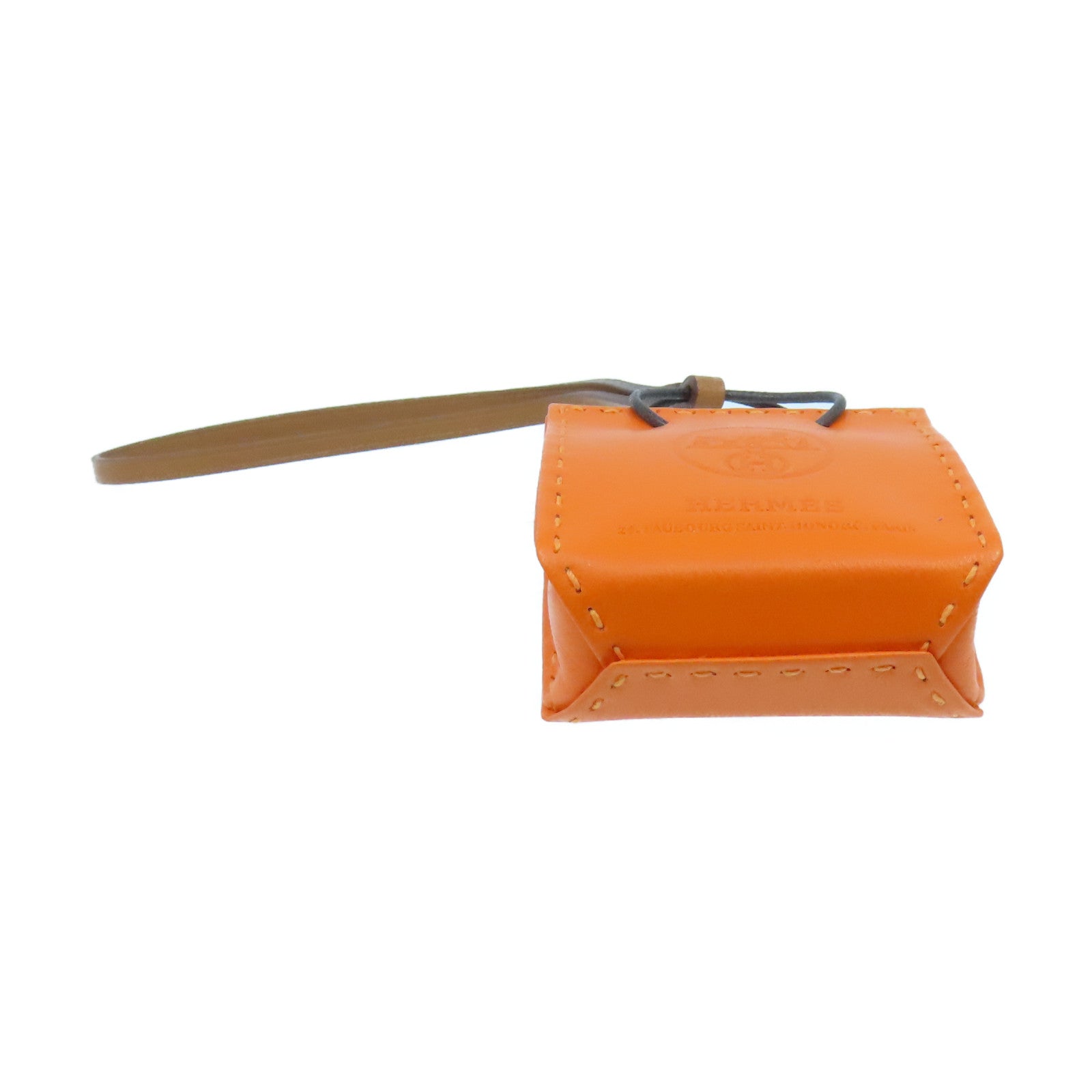 HERMES Swift皮革Shopping Bag Charm挂饰Orange/橙色