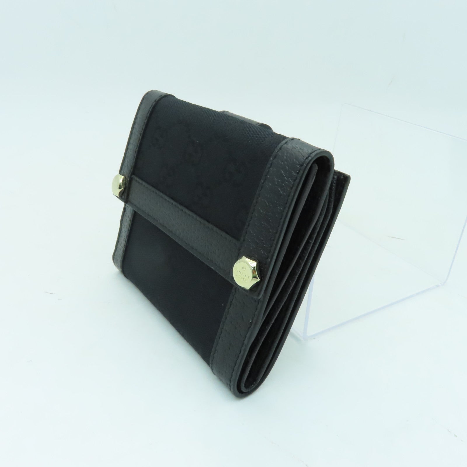 GUCCI 帆布Wallet金扣錢包黑色