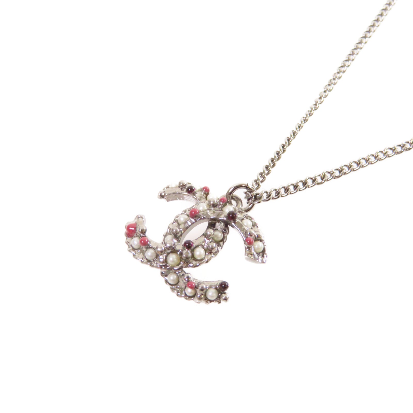 CHANEL 金屬/PVC CC Necklace項鏈銀色/彩色