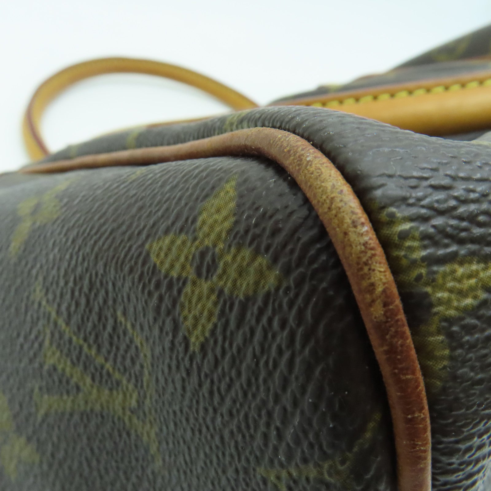 LOUIS VUITTON Monogram Tivoli PM Handle Bag Gold Buckle Brown