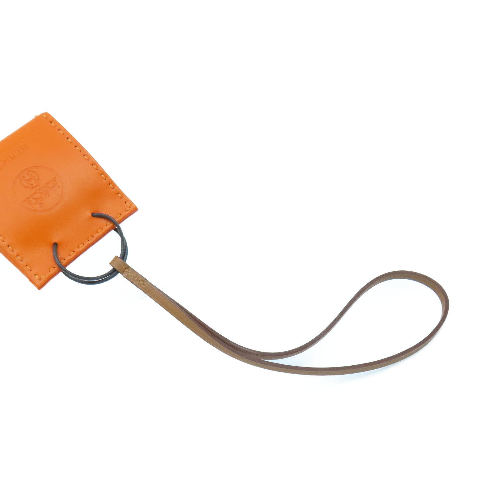 HERMES Swift皮革Shopping Bag Charm挂饰Orange/橙色