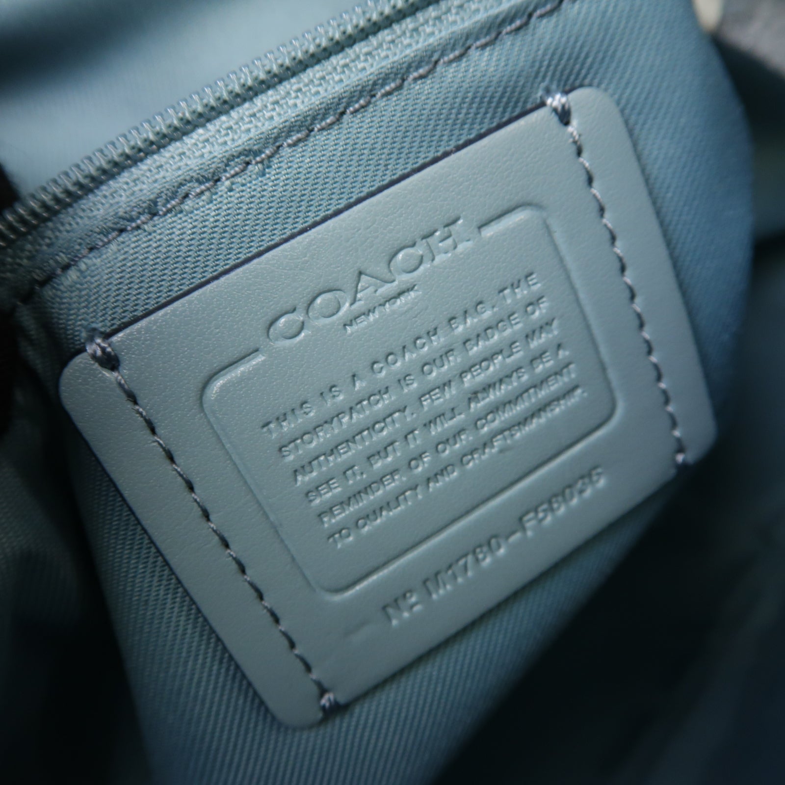 COACH 牛皮皮革2way Shoulder Bag銀扣手挽肩背兩用袋淺藍色
