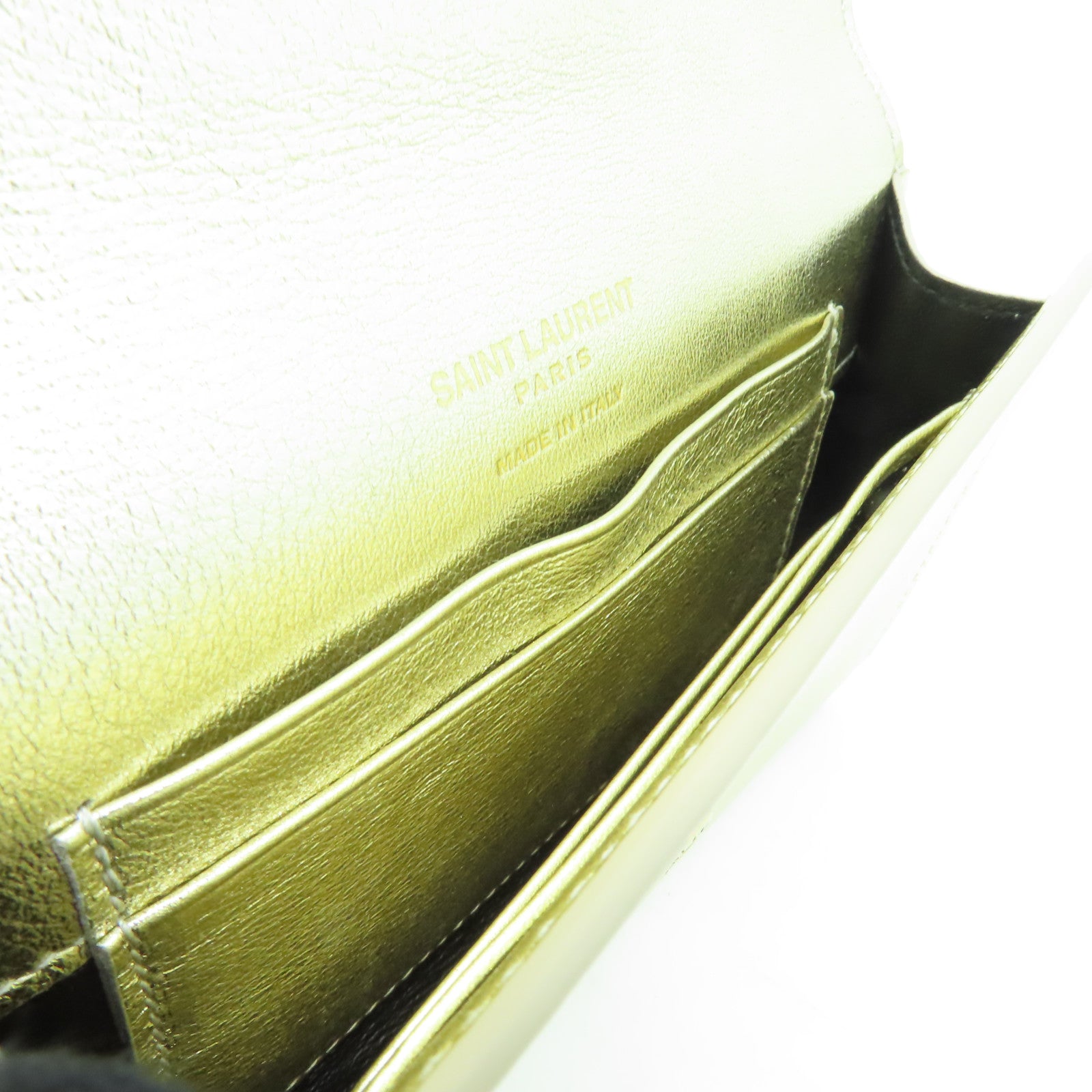 SAINT LAURENT 牛皮皮革Wallet金扣錢包金色