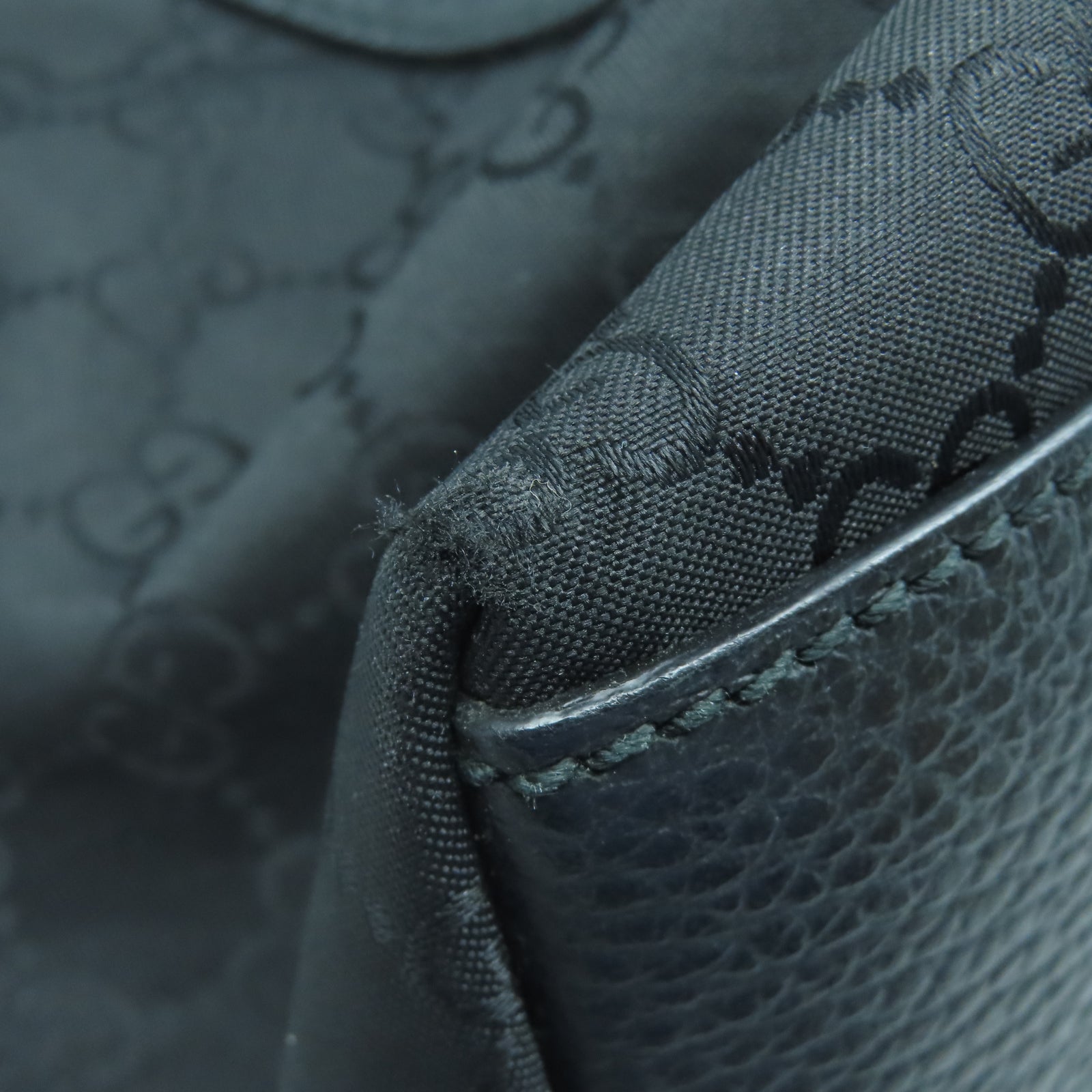 GUCCI 帆布2 Way Shoulder銀扣手挽肩背兩用袋黑色