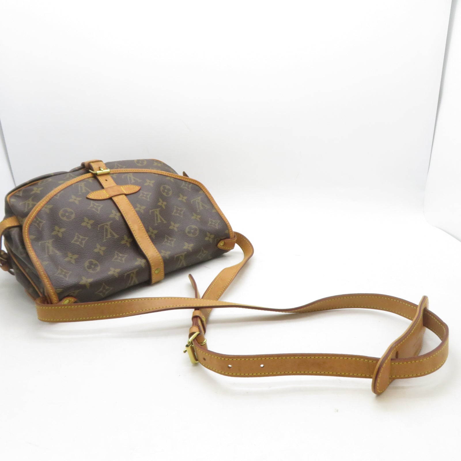 LOUIS VUITTON Monogram Saumur 30金扣肩背袋啡色