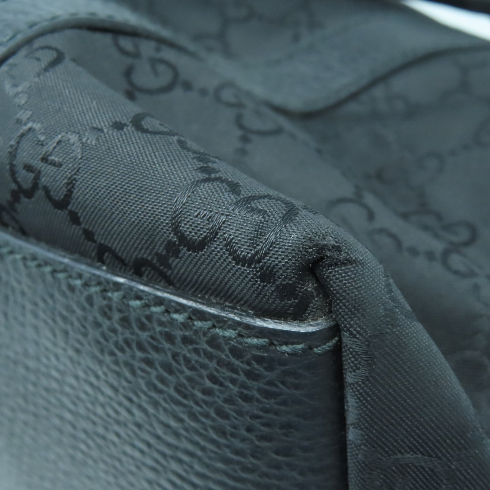GUCCI 帆布2 Way Shoulder銀扣手挽肩背兩用袋黑色