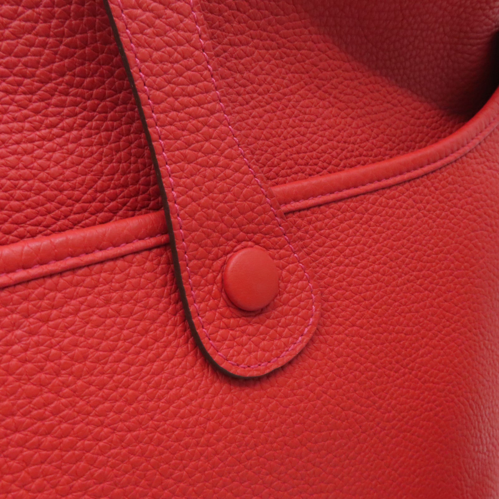 HERMES Clemence皮革Evelyne GM银扣肩背袋红色