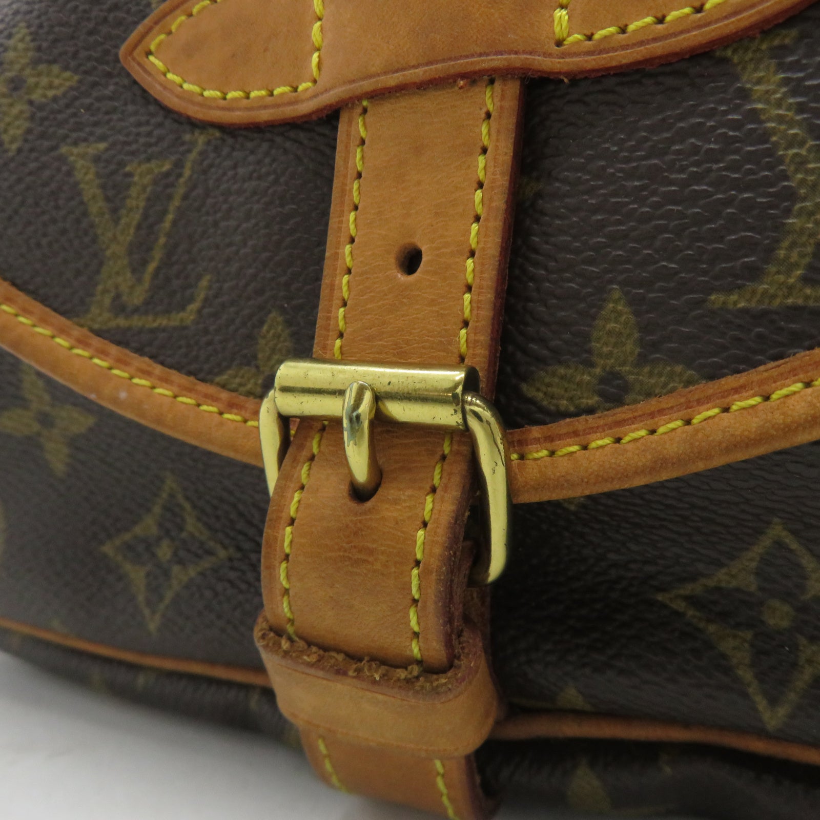 LOUIS VUITTON Monogram Saumur 30金扣肩背袋啡色