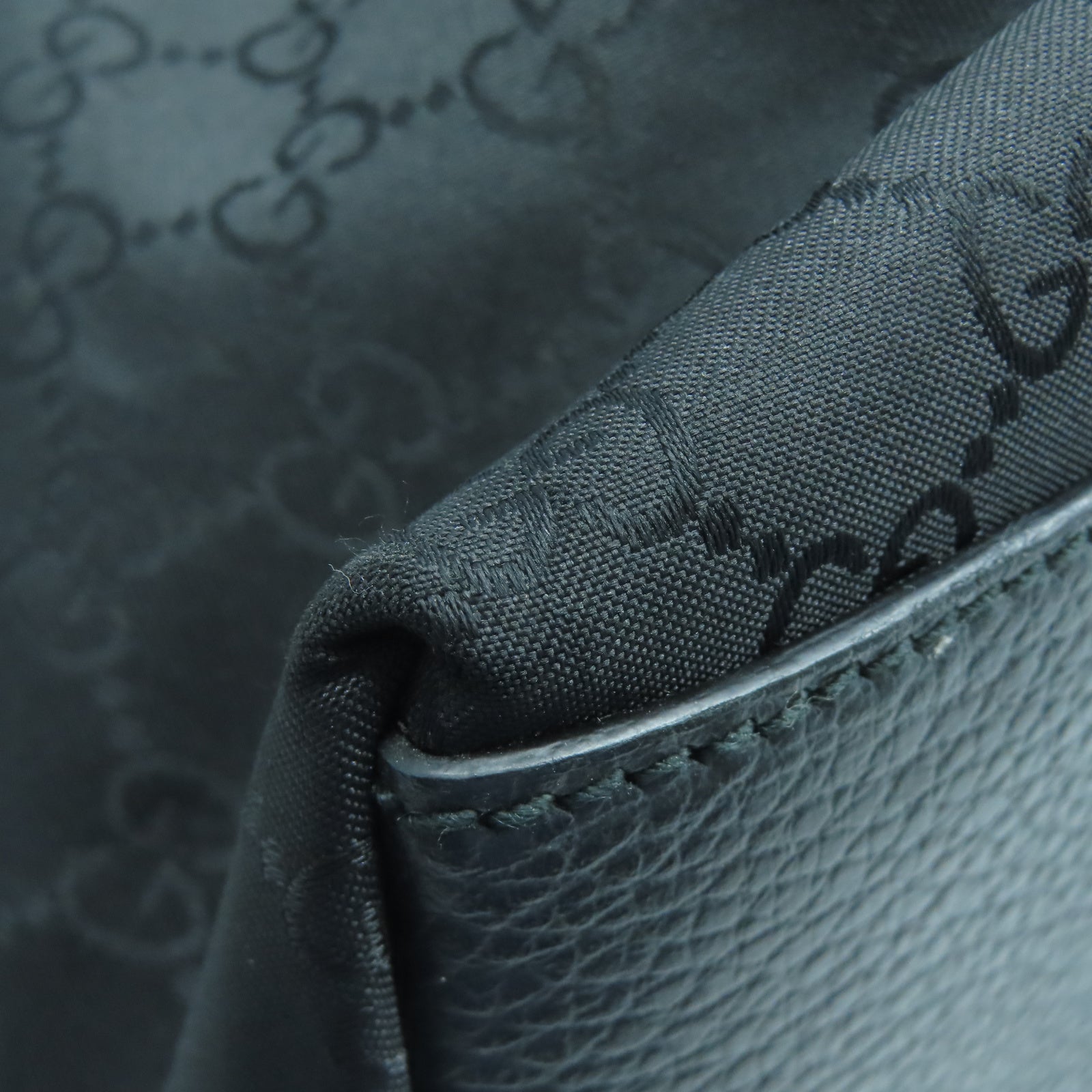 GUCCI 帆布2 Way Shoulder銀扣手挽肩背兩用袋黑色