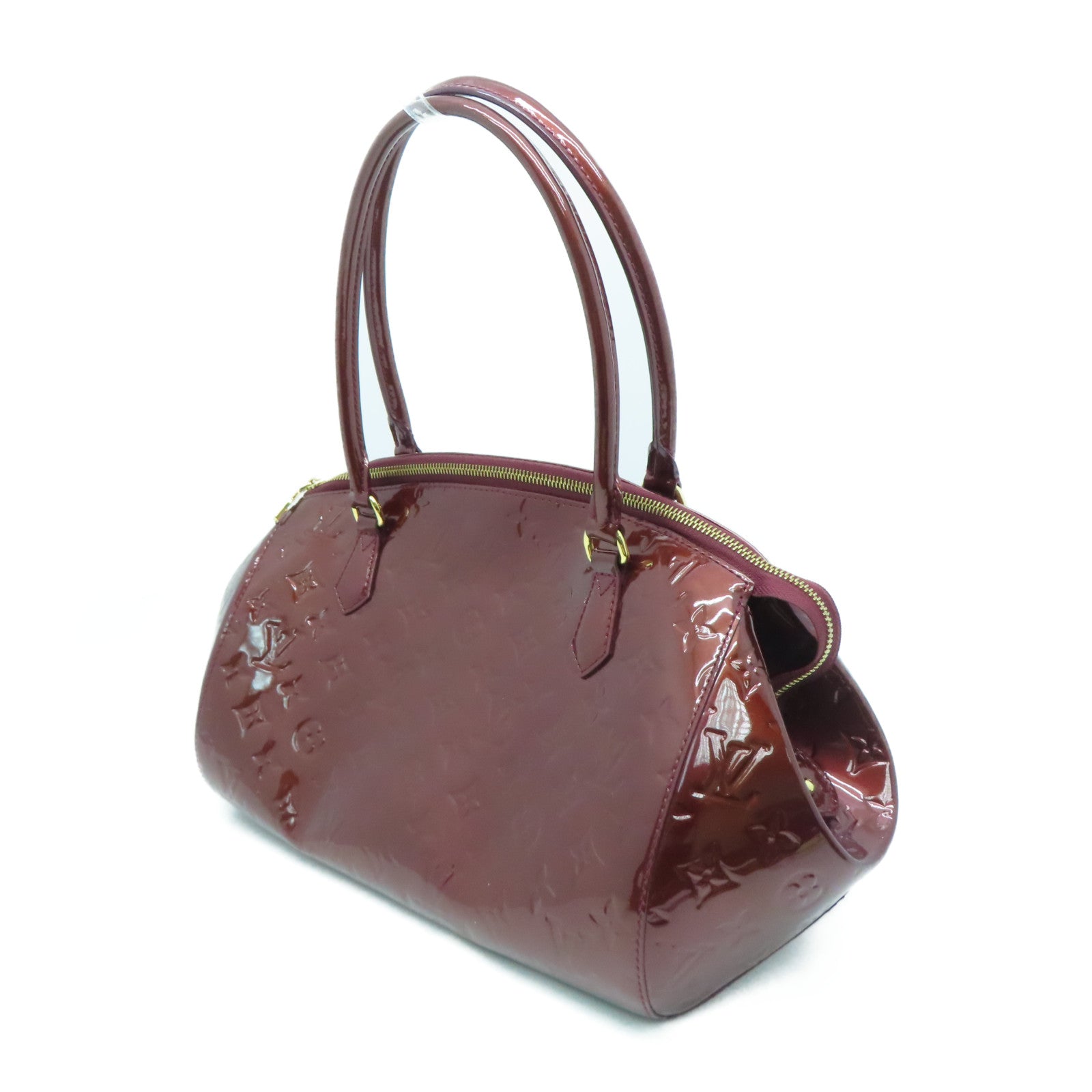 LOUIS VUITTON 【Sharp Discount】Vernis Sherwood GM Gold Buckle Hand Bag Wine Red