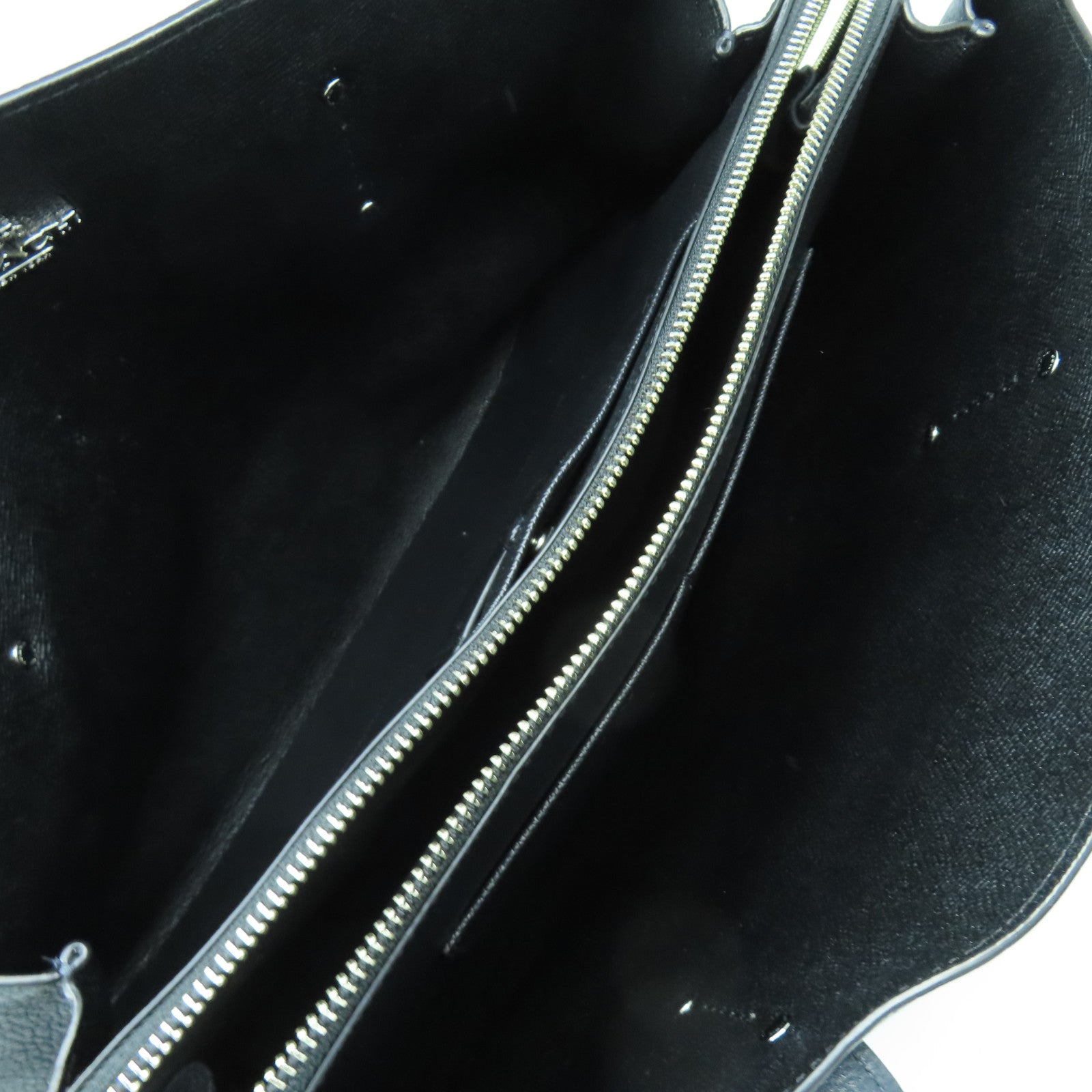 COACH 牛皮皮革Tote Bag銀扣肩背袋深藍色