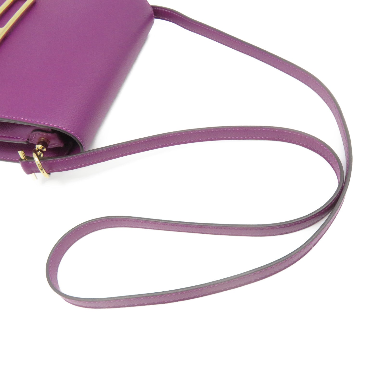 HERMES Ecercolor皮革Mini Roulis Shoulder Bag金扣肩背袋紫色
