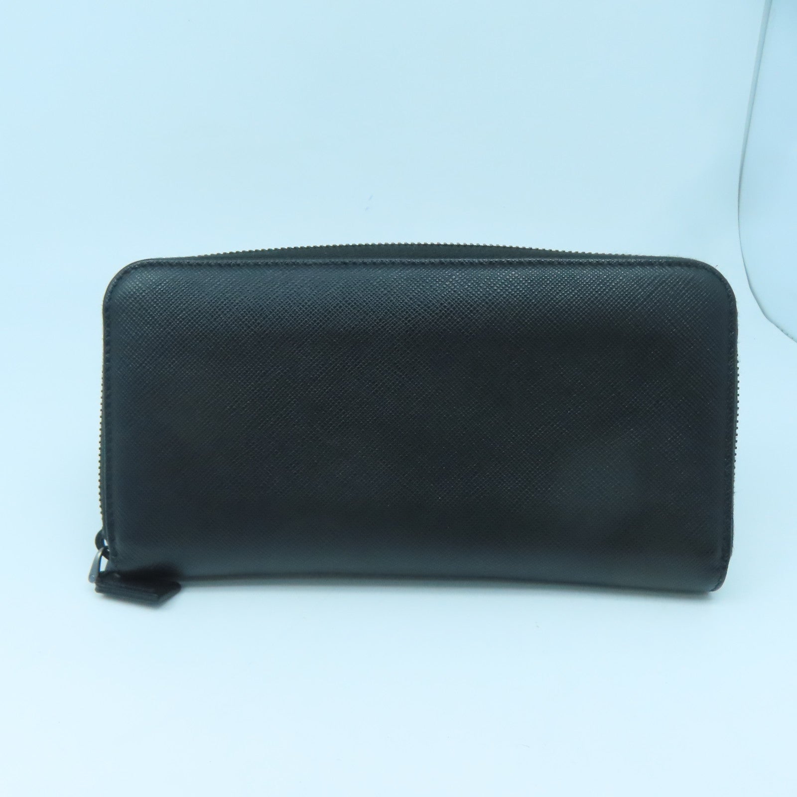 PRADA cowhide leather Long wallet silver buckle long wallet black
