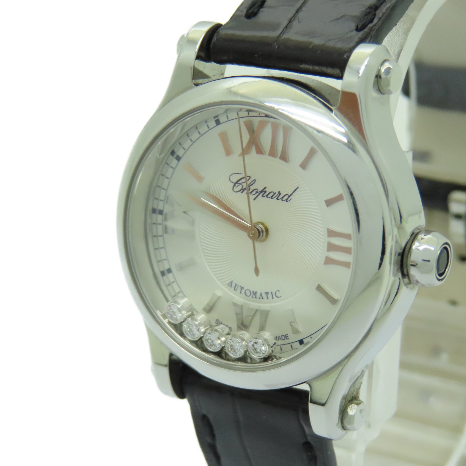 Chopard Happy Sport 5 Dia皮革/不鏽鋼手錶自動機芯白色