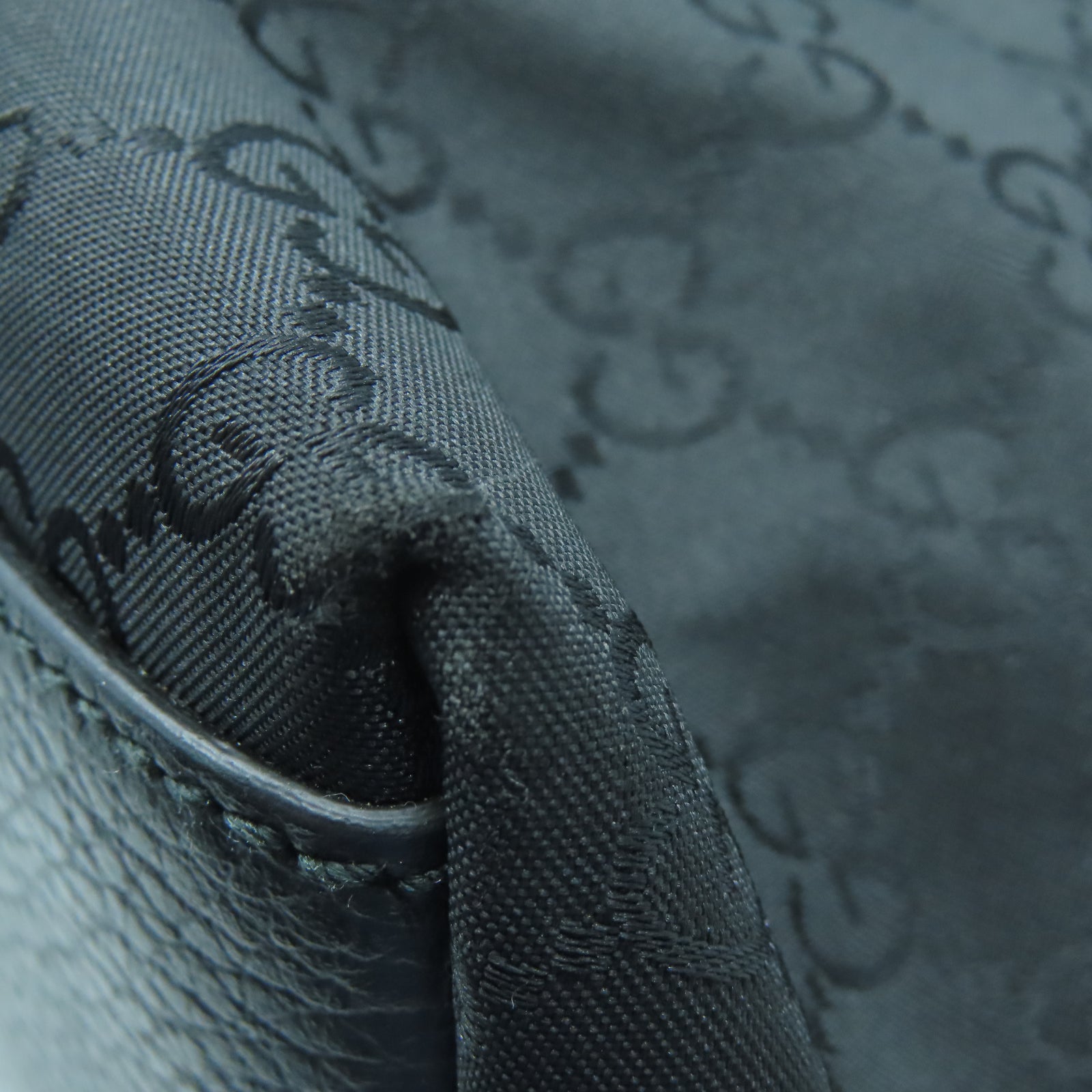 GUCCI 帆布2 Way Shoulder銀扣手挽肩背兩用袋黑色