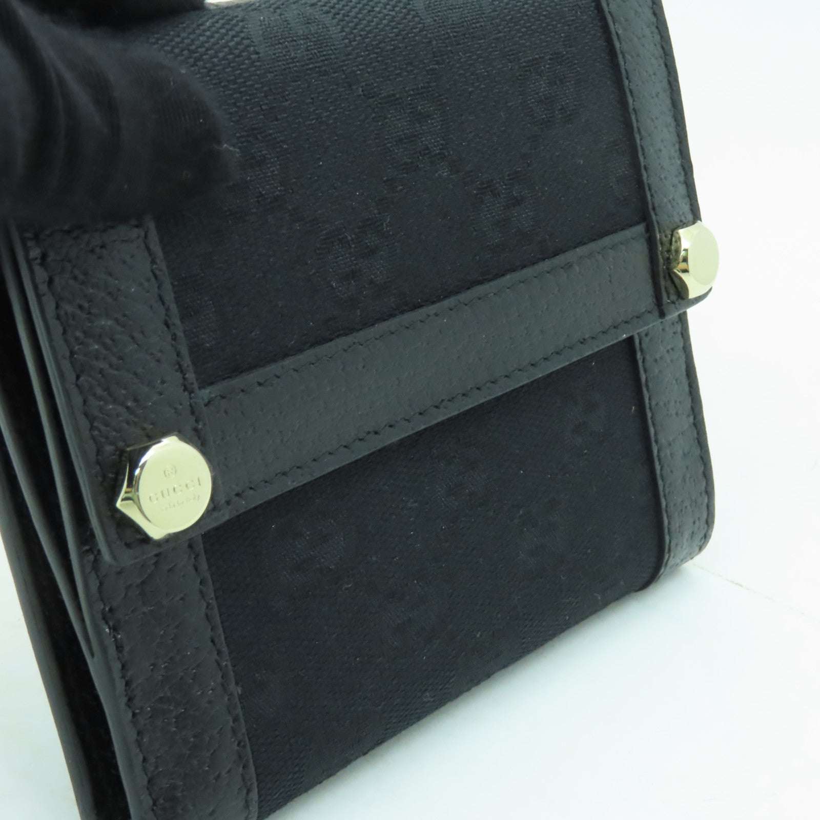 GUCCI 帆布Wallet金扣錢包黑色