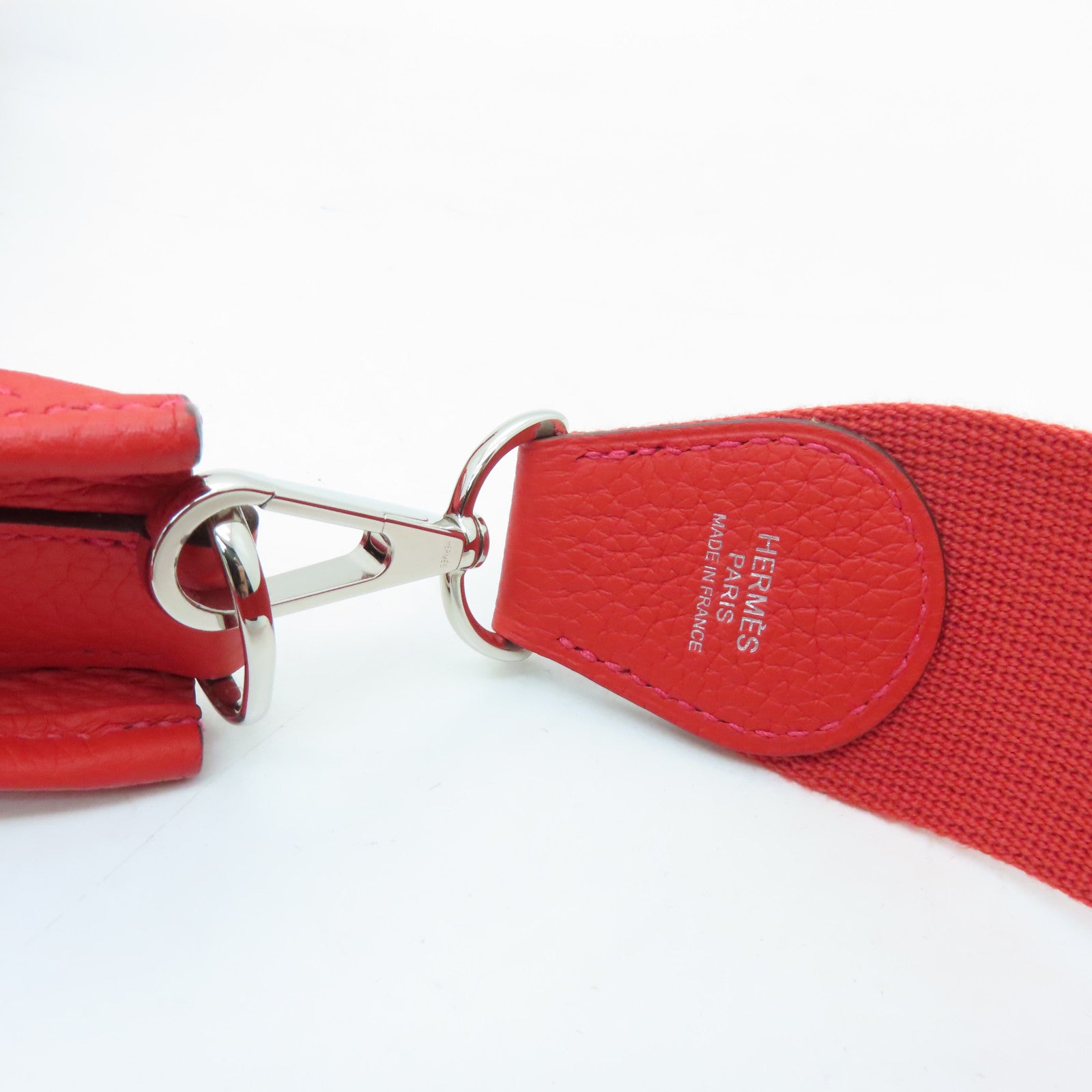 HERMES Clemence皮革Evelyne GM银扣肩背袋红色