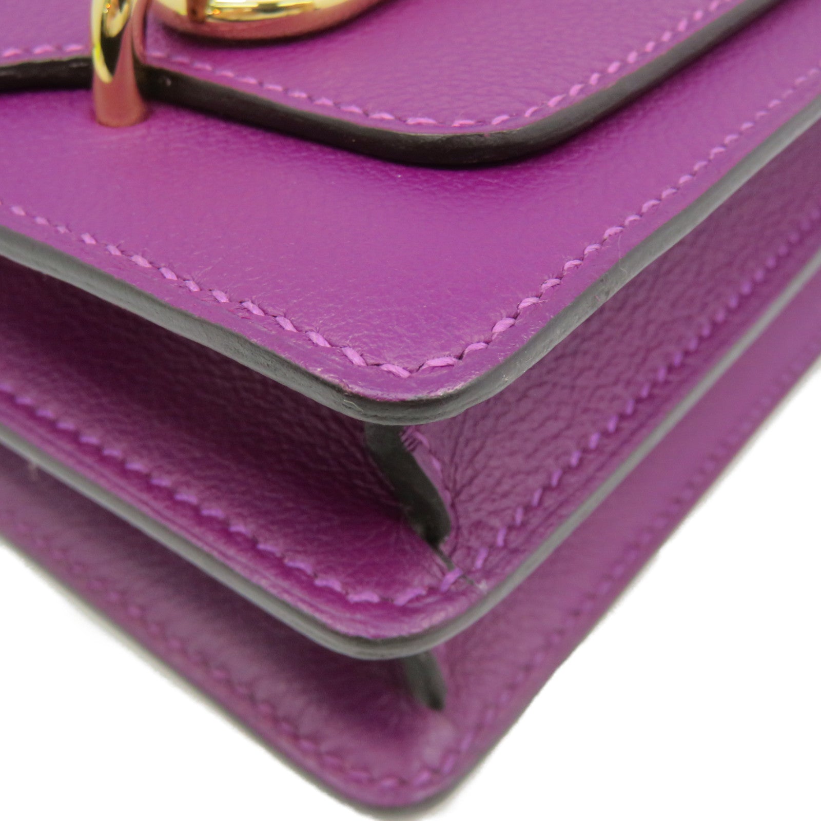 HERMES Ecercolor皮革Mini Roulis Shoulder Bag金扣肩背袋紫色