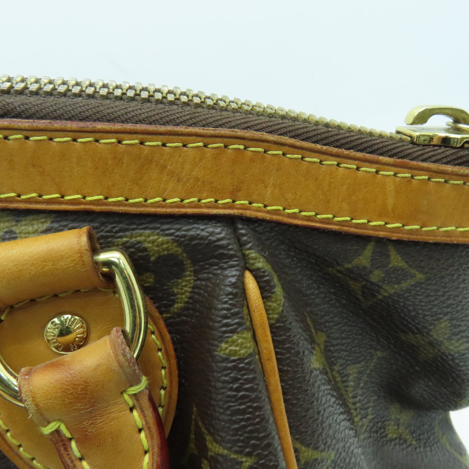 LOUIS VUITTON Monogram Tivoli PM Handle Bag Gold Buckle Brown