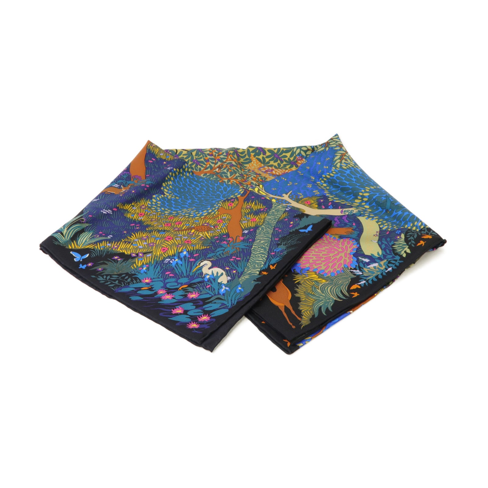 HERMES 絲質Scarf絲巾黒色/彩色