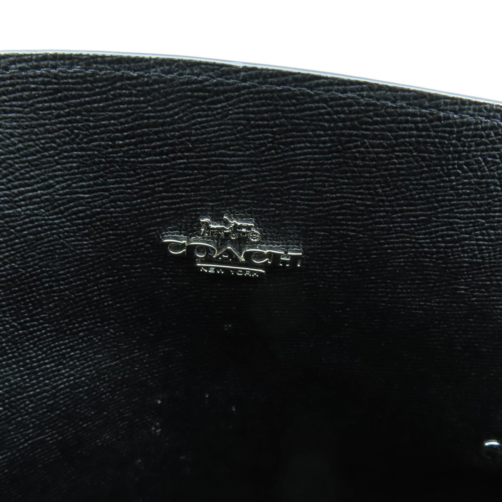 COACH 牛皮皮革Tote Bag銀扣肩背袋深藍色