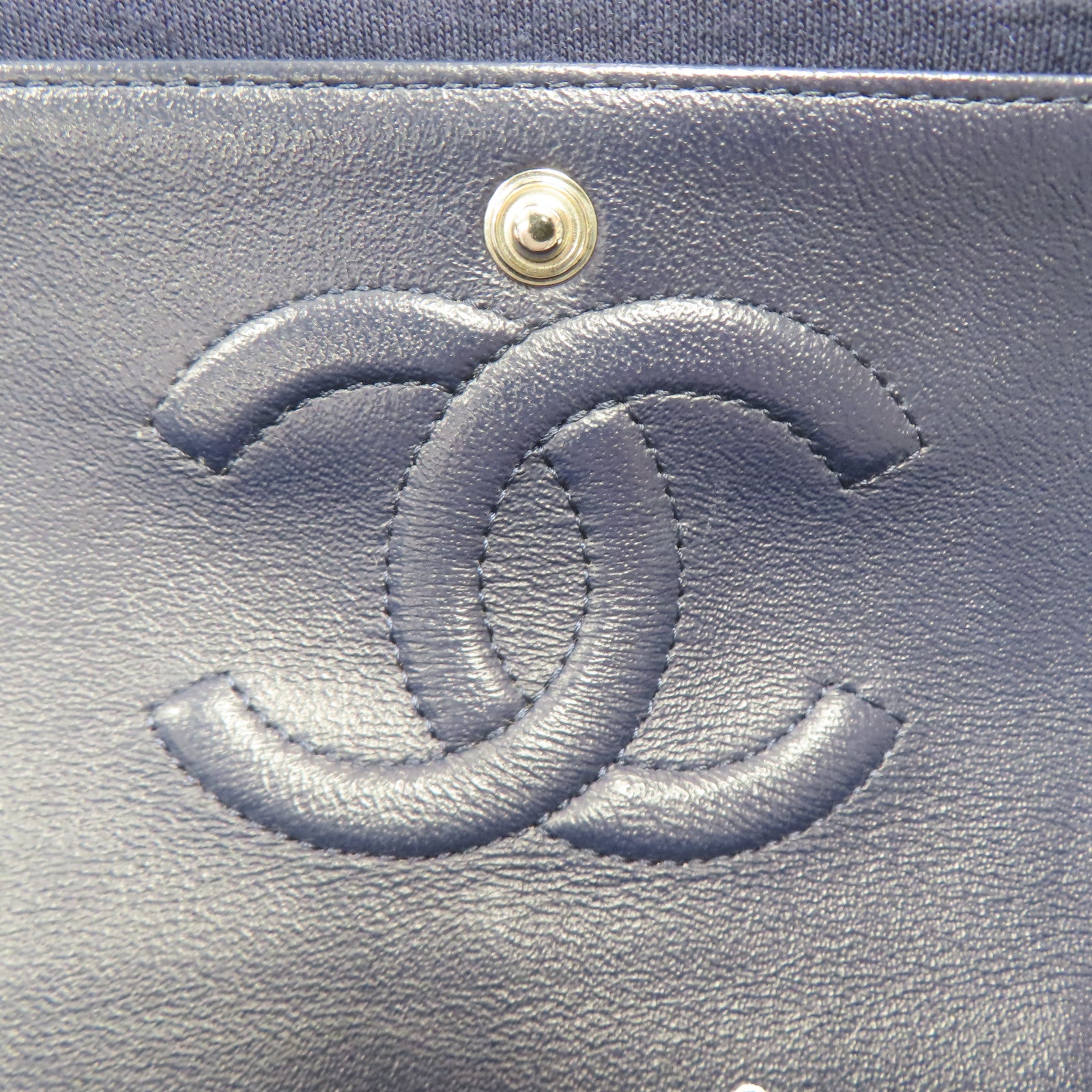 CHANEL 菱格羊毛Chain Shoulder銀扣鏈帶肩背袋藍色