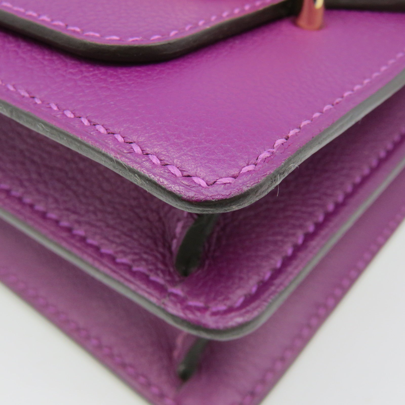 HERMES Ecercolor皮革Mini Roulis Shoulder Bag金扣肩背袋紫色