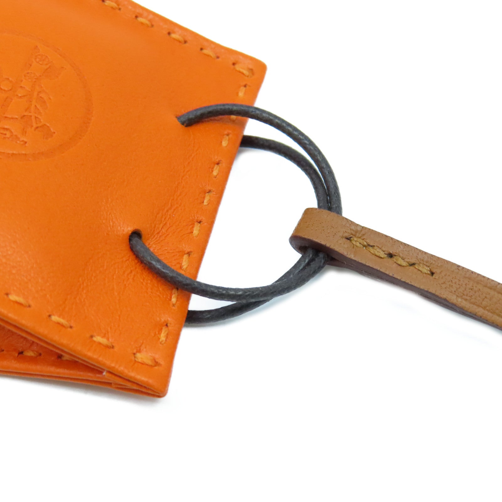 HERMES Swift皮革Shopping Bag Charm挂饰Orange/橙色