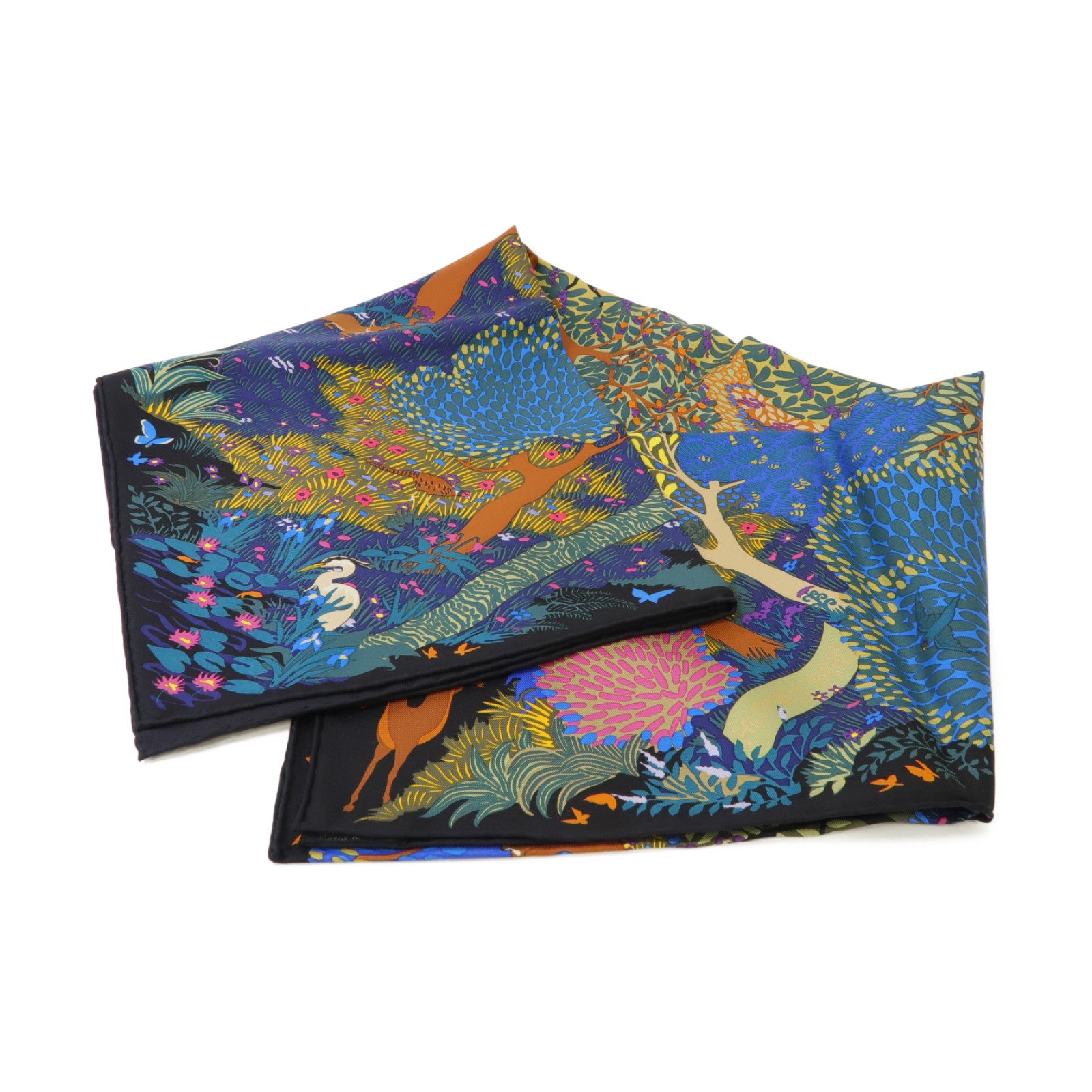 HERMES 絲質Scarf絲巾黒色/彩色
