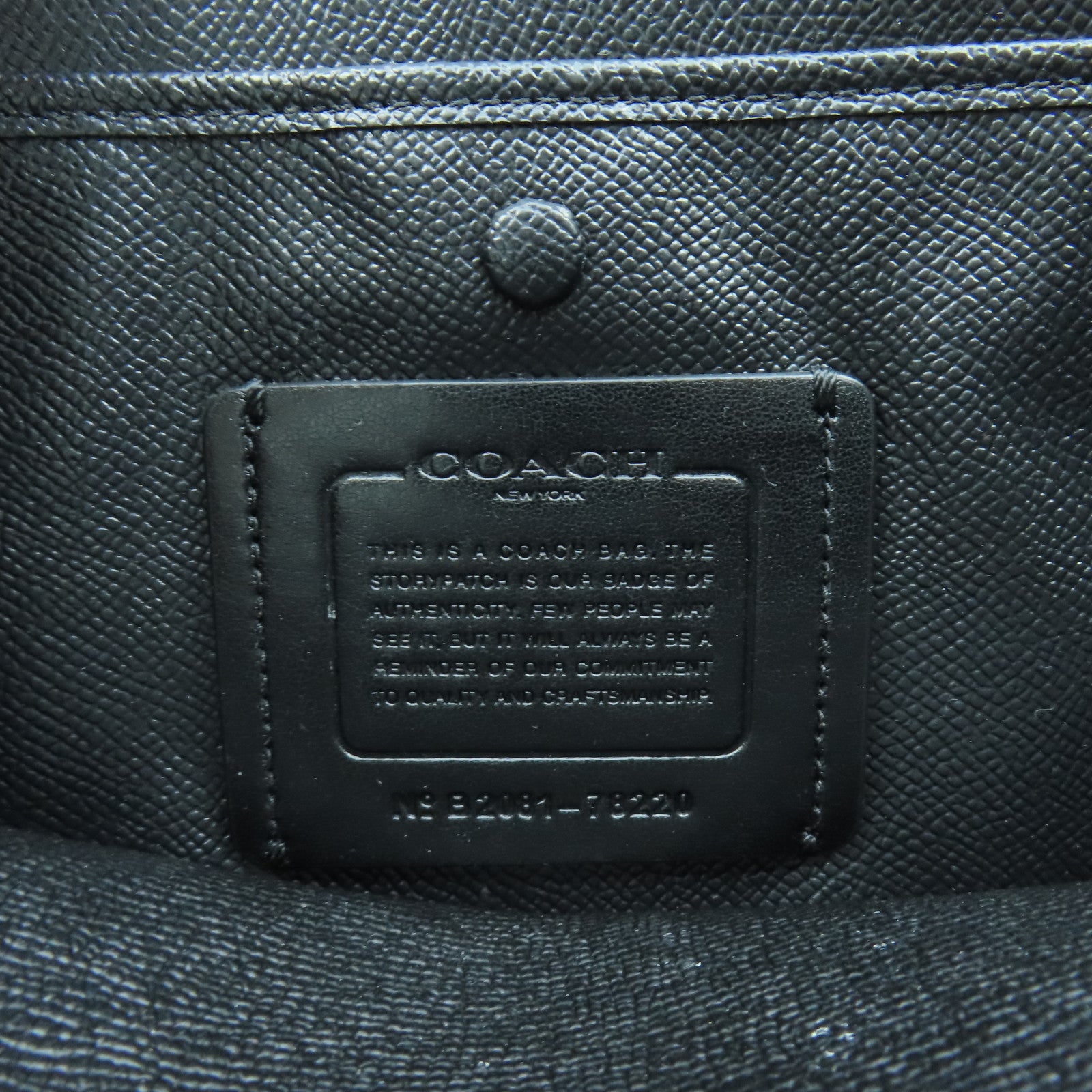 COACH 牛皮皮革Tote Bag銀扣肩背袋深藍色