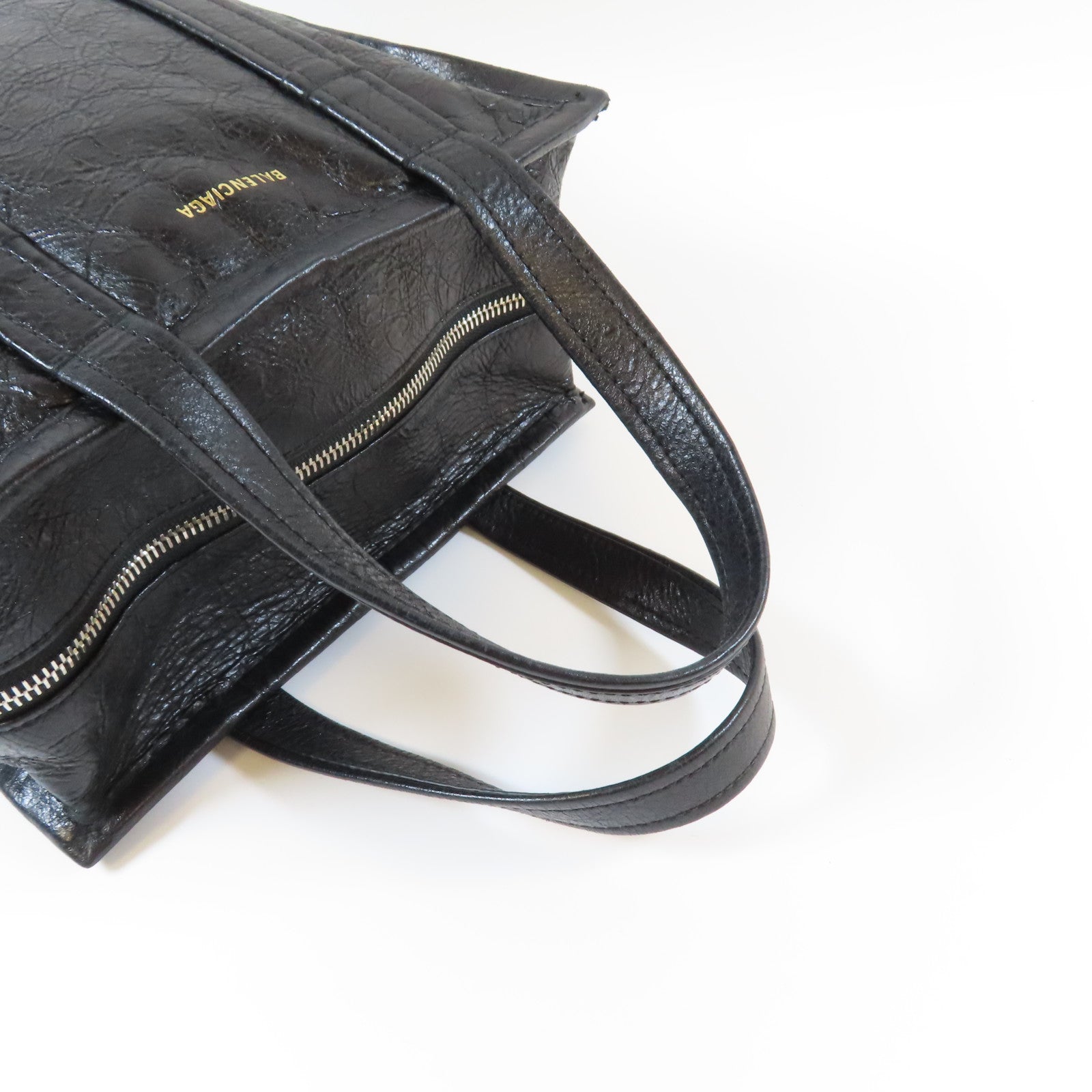 BALENCIAGA 牛皮皮革Shopper Bazar銀扣手挽肩背兩用袋黑色