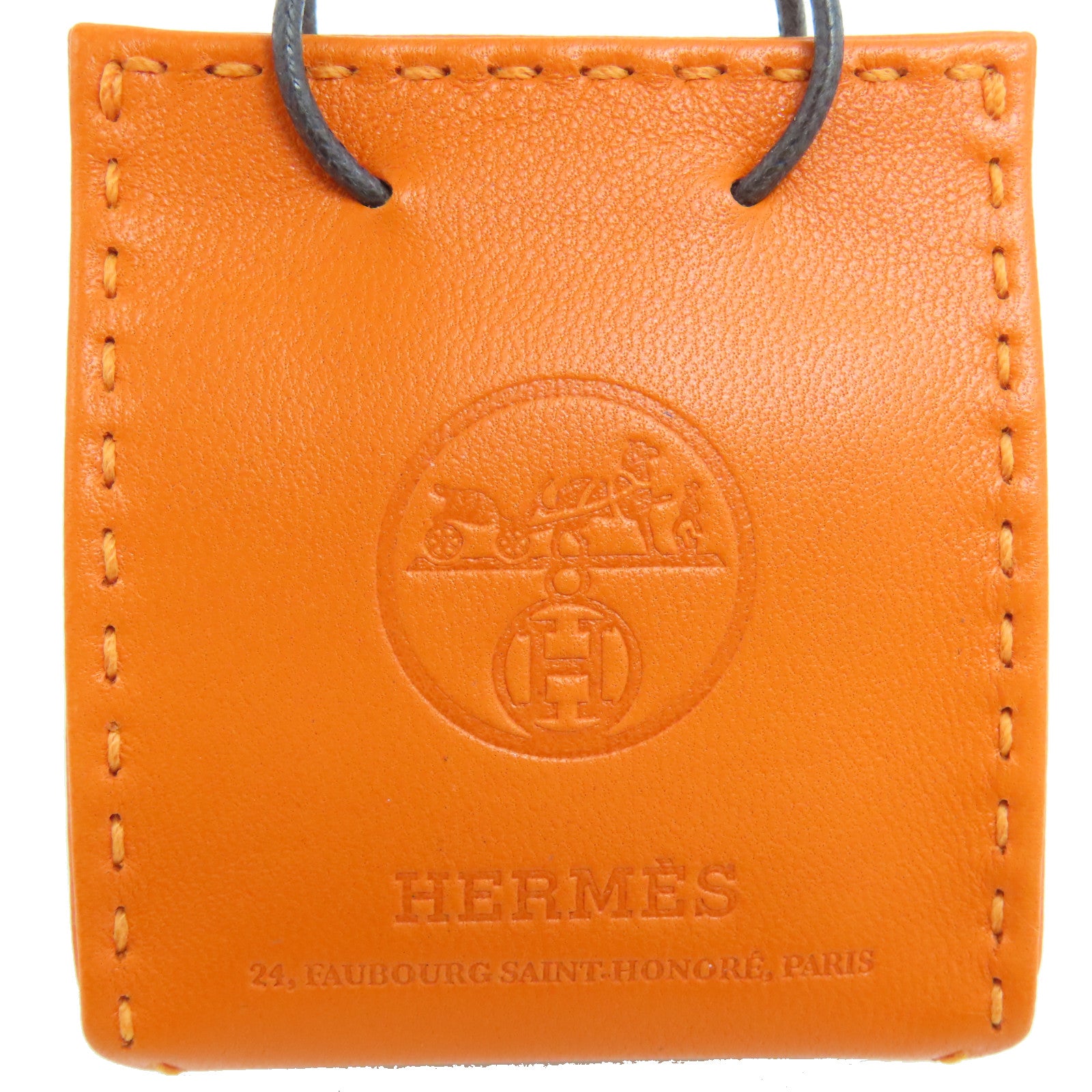 HERMES Swift皮革Shopping Bag Charm挂饰Orange/橙色