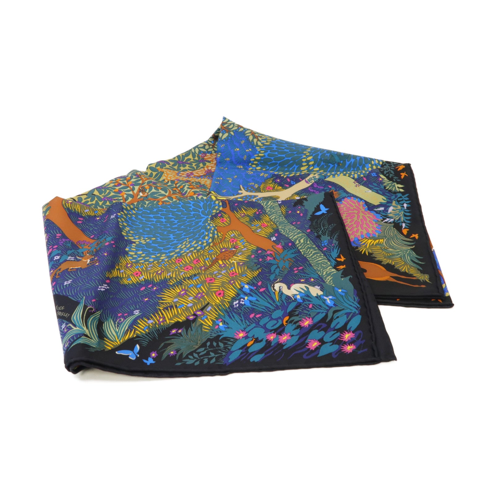 HERMES 絲質Scarf絲巾黒色/彩色