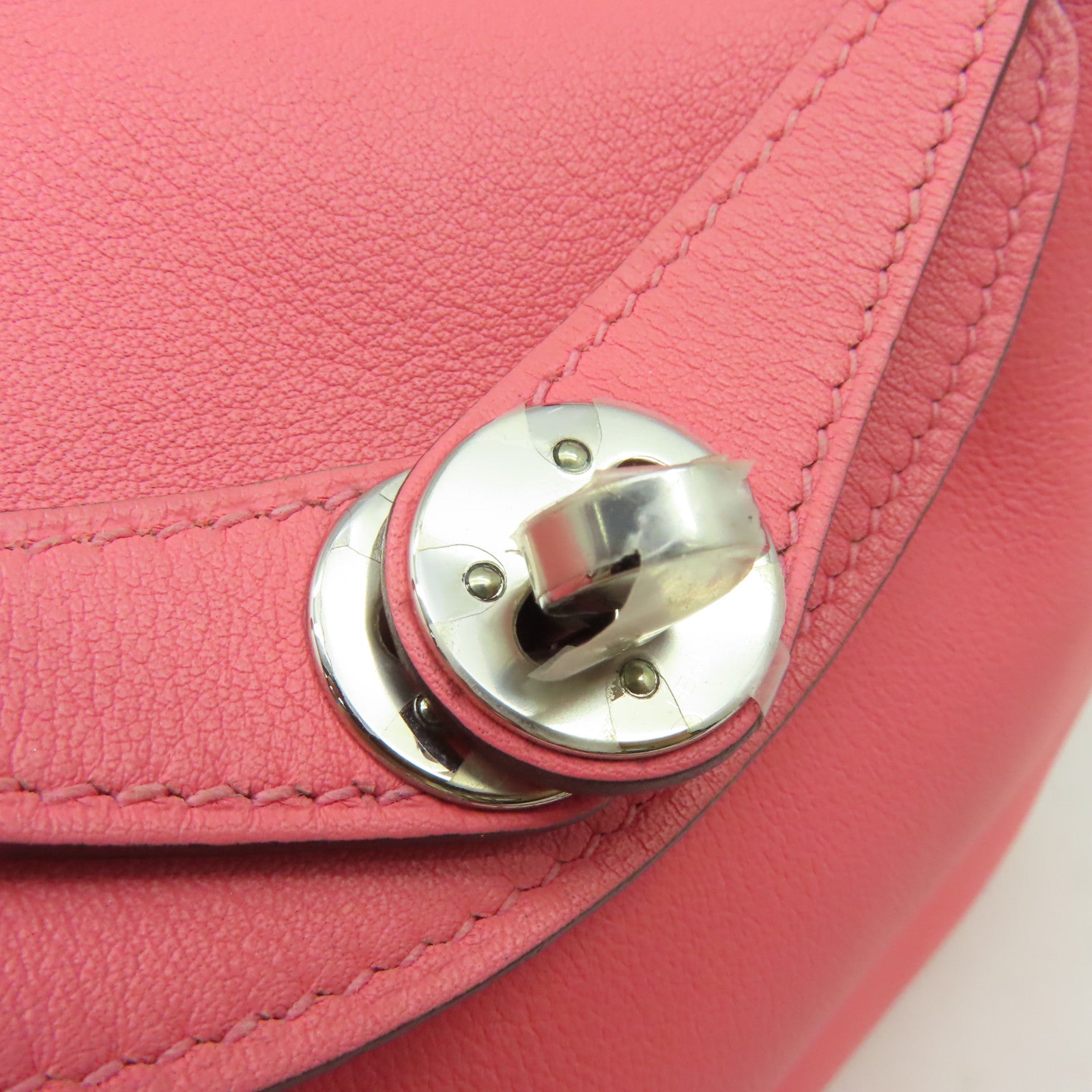 HERMES Swift皮革Mini Lindy Shoulder Bag銀扣手挽肩背兩用袋Rose D'ete夏日玫瑰粉色